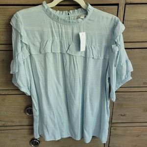 NWT LOFT Linen Ruffle Top, Large